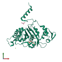 PDB entry 2zre coloured by chain, front view.