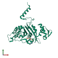 PDB entry 2zrf coloured by chain, front view.