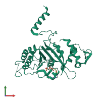 PDB entry 2zrg coloured by chain, front view.