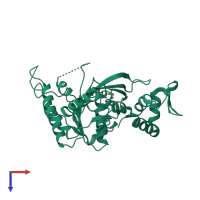 PDB entry 2zrg coloured by chain, top view.