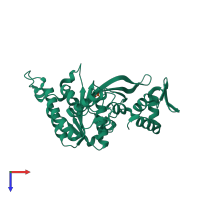 PDB entry 2zrh coloured by chain, top view.