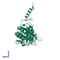 PDB entry 2zri coloured by chain, side view.