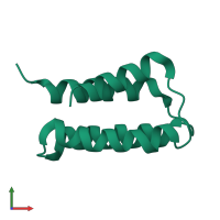PDB entry 2zrr coloured by chain, front view.