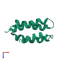 PDB entry 2zrr coloured by chain, top view.