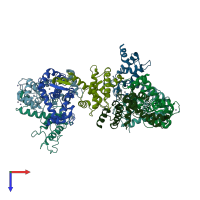 PDB entry 2zrt coloured by chain, top view.