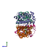 PDB entry 2zs0 coloured by chain, side view.