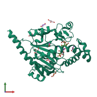 PDB entry 2zs7 coloured by chain, front view.