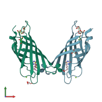 PDB entry 2zsc coloured by chain, front view.