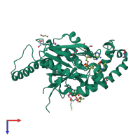 PDB entry 2zsd coloured by chain, top view.