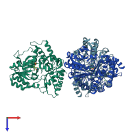 PDB entry 2zsm coloured by chain, top view.