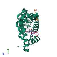 PDB entry 2zsn coloured by chain, side view.