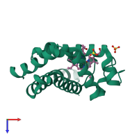 PDB entry 2zsn coloured by chain, top view.