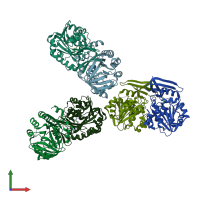 PDB entry 2zsu coloured by chain, front view.