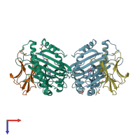 PDB entry 2zsv coloured by chain, top view.