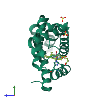 PDB entry 2zt1 coloured by chain, side view.