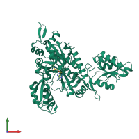PDB entry 2zt8 coloured by chain, front view.