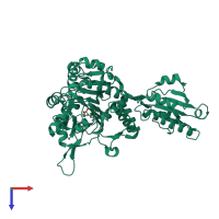PDB entry 2zt8 coloured by chain, top view.