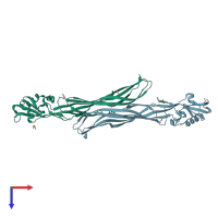 PDB entry 2ztb coloured by chain, top view.