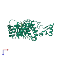 PDB entry 2ztk coloured by chain, top view.