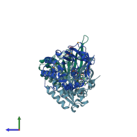 PDB entry 2zts coloured by chain, side view.