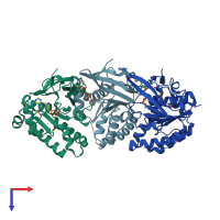 PDB entry 2zts coloured by chain, top view.