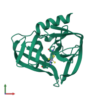 PDB entry 2ztx coloured by chain, front view.