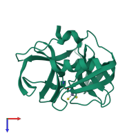 PDB entry 2ztx coloured by chain, top view.