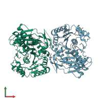 PDB entry 2zu7 coloured by chain, front view.
