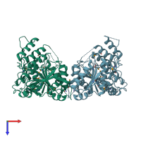 PDB entry 2zu7 coloured by chain, top view.