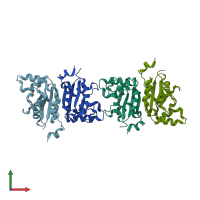 PDB entry 2zua coloured by chain, front view.