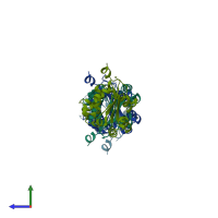 PDB entry 2zua coloured by chain, side view.