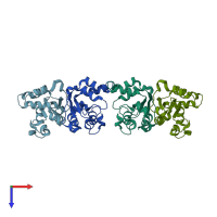 PDB entry 2zua coloured by chain, top view.