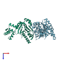 PDB entry 2zub coloured by chain, top view.