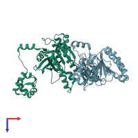 PDB entry 2zud coloured by chain, top view.