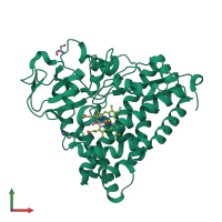 PDB entry 2zuh coloured by chain, front view.