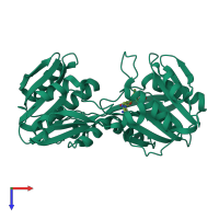 PDB entry 2zul coloured by chain, top view.