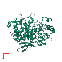 PDB entry 2zum coloured by chain, top view.