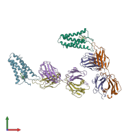 PDB entry 2zuq coloured by chain, front view.