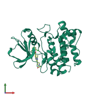 PDB entry 2zva coloured by chain, front view.