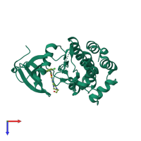 PDB entry 2zva coloured by chain, top view.