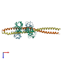 PDB entry 2zvo coloured by chain, top view.