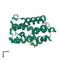 PDB entry 2zvu coloured by chain, top view.