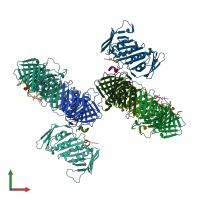 PDB entry 2zvw coloured by chain, front view.