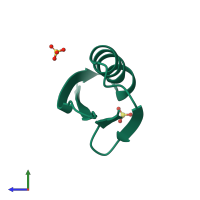 PDB entry 2zw0 coloured by chain, side view.