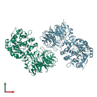 PDB entry 2zw9 coloured by chain, front view.