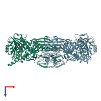 PDB entry 2zw9 coloured by chain, top view.
