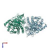 PDB entry 2zwy coloured by chain, top view.