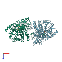 PDB entry 2zx5 coloured by chain, top view.