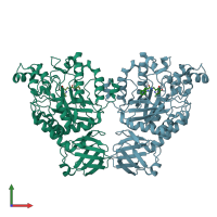 PDB entry 2zx7 coloured by chain, front view.