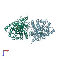 PDB entry 2zxb coloured by chain, top view.